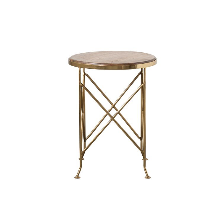 Brasango Wood Side Table, Wood And Brass Side Table