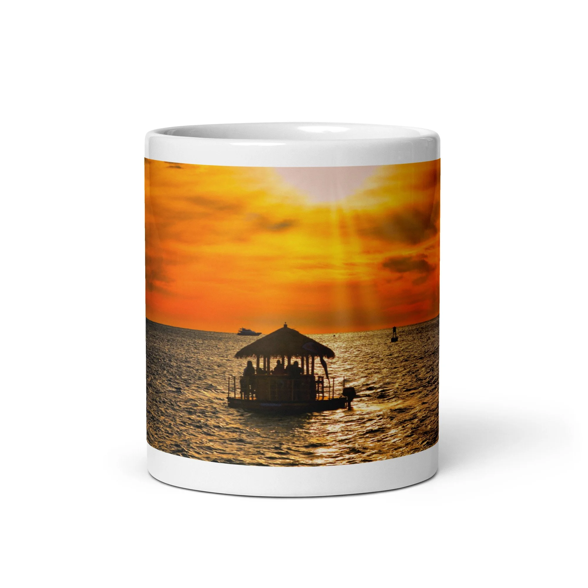 Tikki Hut on the Water White glossy mug