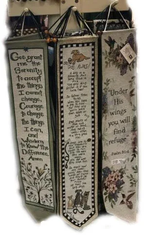Unique and Collectible wall hangings to brighten up your home and put a smile on your face!  The tapestries range in sizes and prices from 9”x41”=$23, 17x25=$22. The tapestry size 26”x36”=$45 (includes hanging dowel).