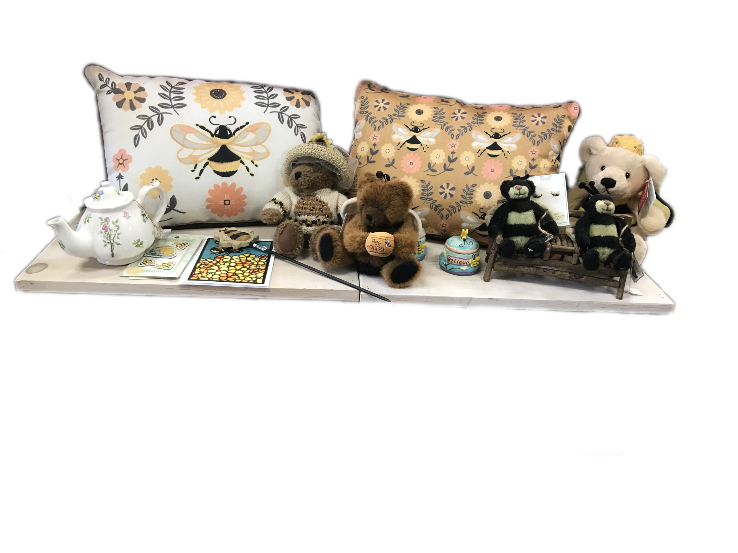Bee Happy…The Perfect Gift has a great selection of Bee Decor that will look great for summer.  Featured Above:  Reversible Bee Pillow: $24.50, Garden Teapot: $28, Boyd’s Bear “U B Happy” $14.95, Boyd’s Bear “Homer” $19.50, Bee Believe Box: $10.95, Buzz Bees: $13.95/ea. on Twig Bench: $13.95, Bee Earrings: $12, Queen Bee Bear: $10.95, Bee Plant Pick: $7.50, Bee Cards: $3.99.
