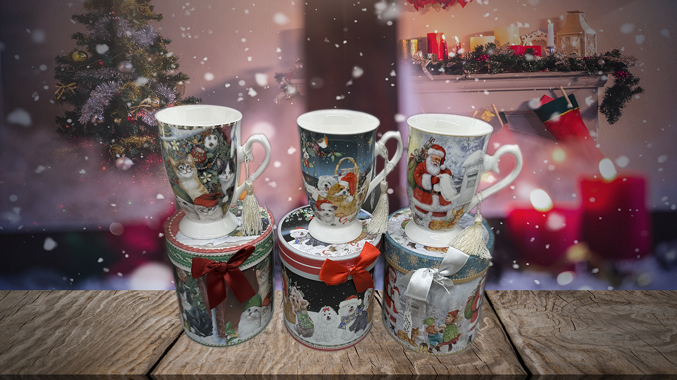 Holiday Mugs with Matching Boxes