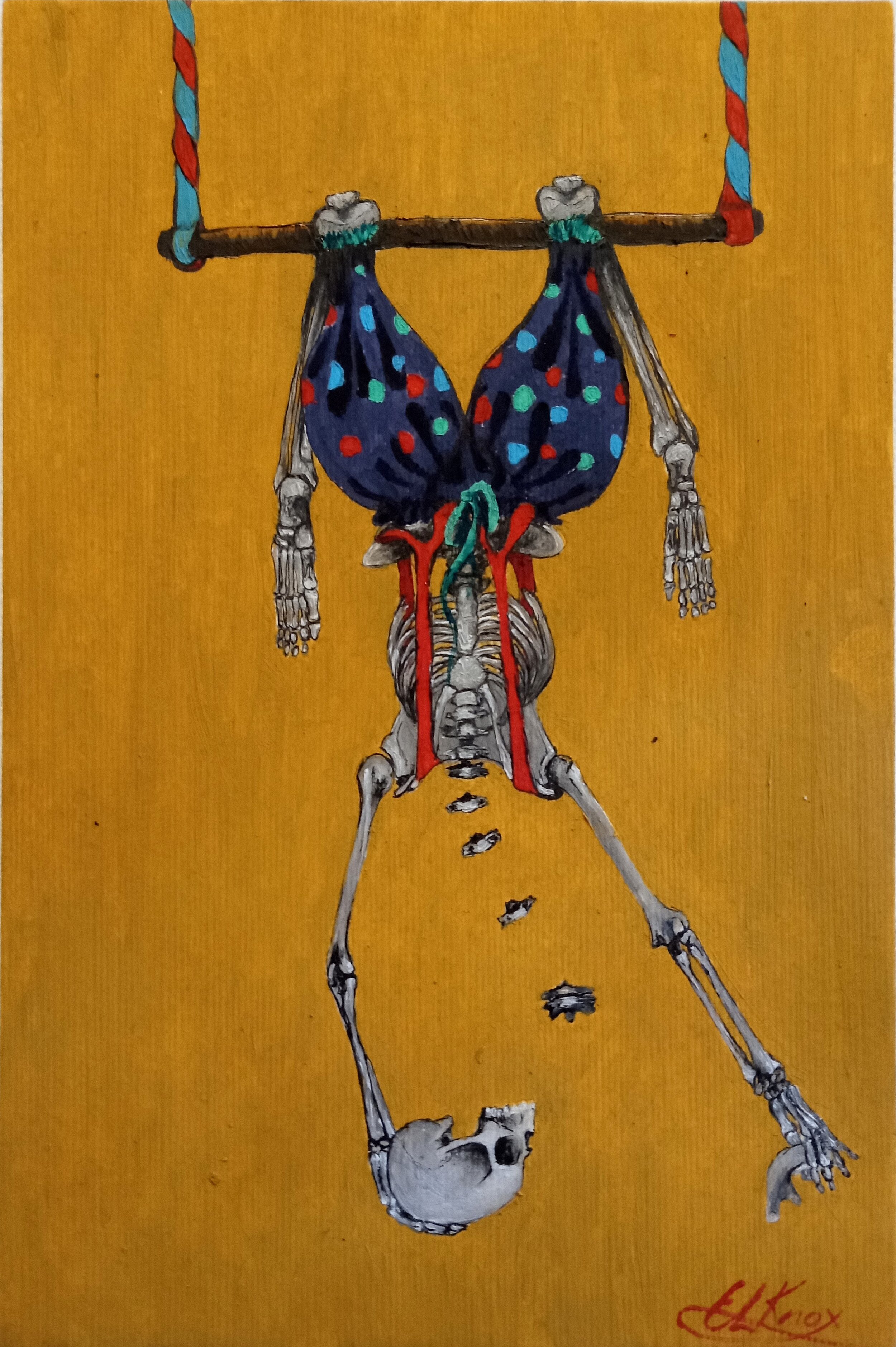 'Just hangin' - acrylic on canvas board