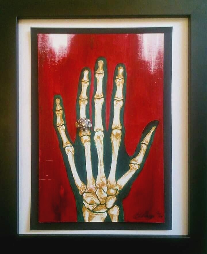 'Until death' - acrylic on canvas board with accessory (In frame)