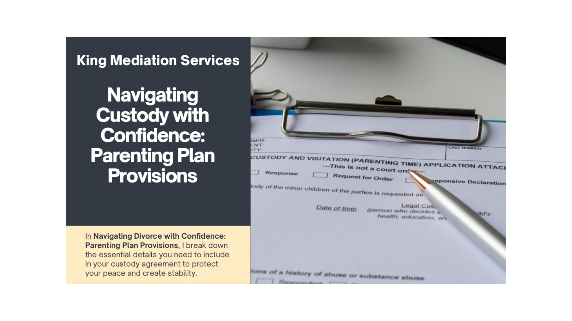 Navigating Custody with Confidence: Parenting Plan Provisions
