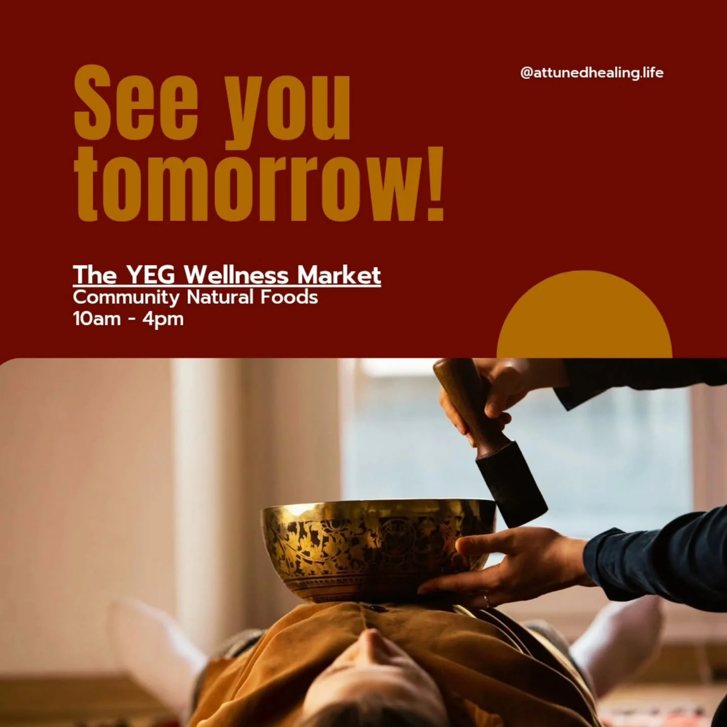 ✨Hi friends, I'm excited to share that I&rsquo;ll be a practitioner at the @yegwellness_market at Community Natural Foods tomorrow (Saturday, October 4th) from 10 to 4pm.

I&rsquo;ll be offering short but sweet 30-minute Sound &amp; Reiki Therapy ses