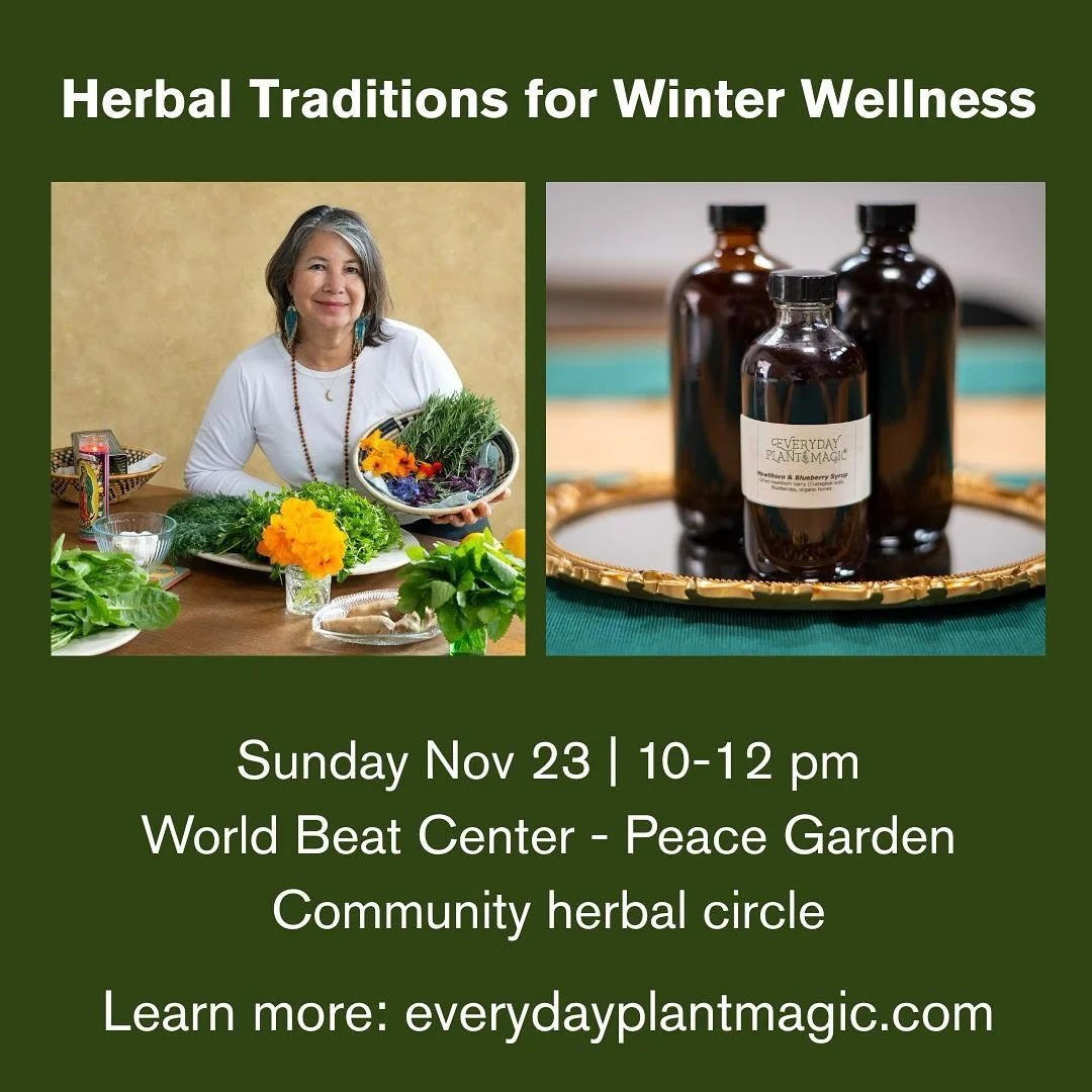 November is a wonderful moment to take a pause and consider your self-care.&nbsp;
Join me for a community circle to explore Herbal Traditions for Winter Wellness on Sunday Nov 23 @worldbeatcenter 
💚
I will share about herbal traditions for winter we