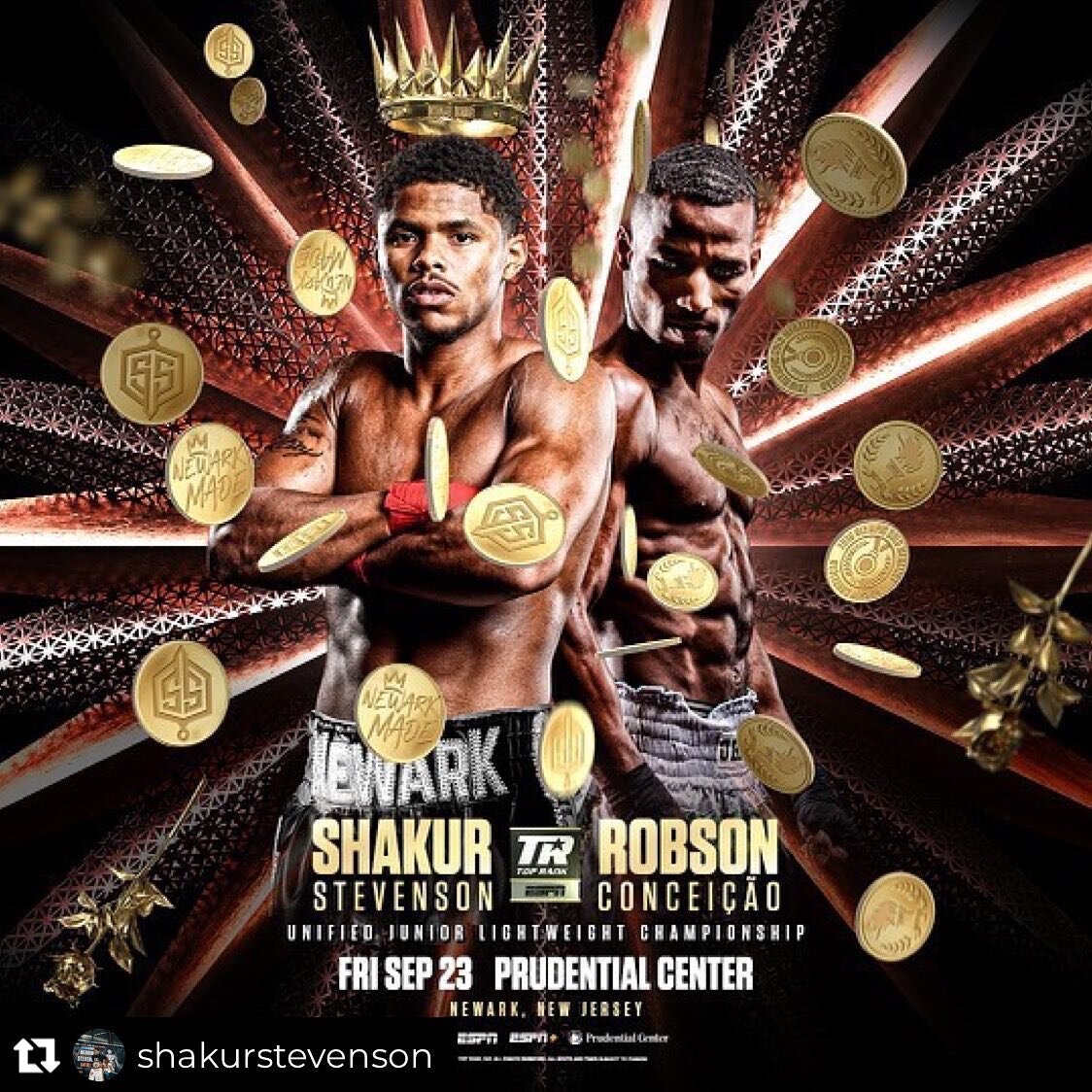 Repost from @shakurstevenson
&bull;
1 month away from showing the city what we on 💪🏾 Hit da link in my bio for tickets #Sept23rd #ChasingGreatness