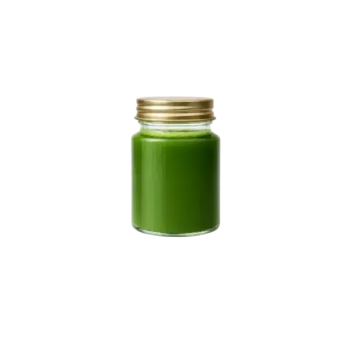 Fresh wheatgrass juice in glass jar.png