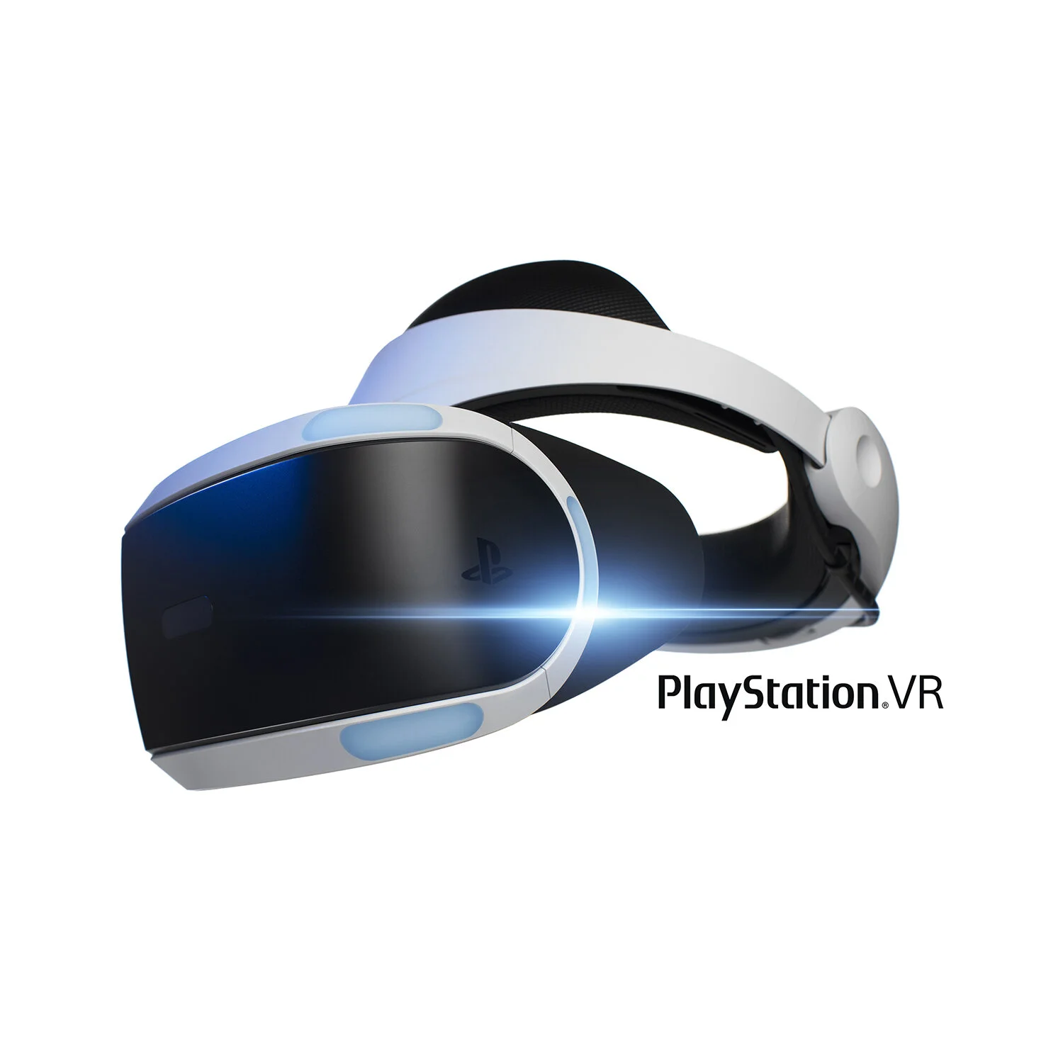 Professional product photography featuring the Sony Playstation VR headset.