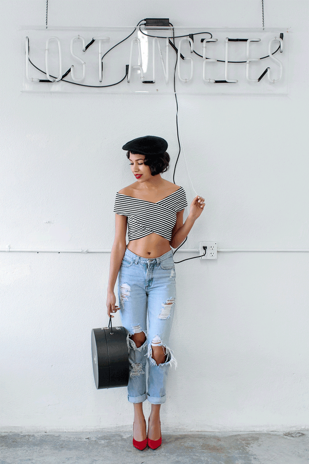Animated GIF of model Tae Merida for fashion brand Lost Angeles.
