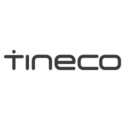 Black background with the Tineco logo in gray text.
