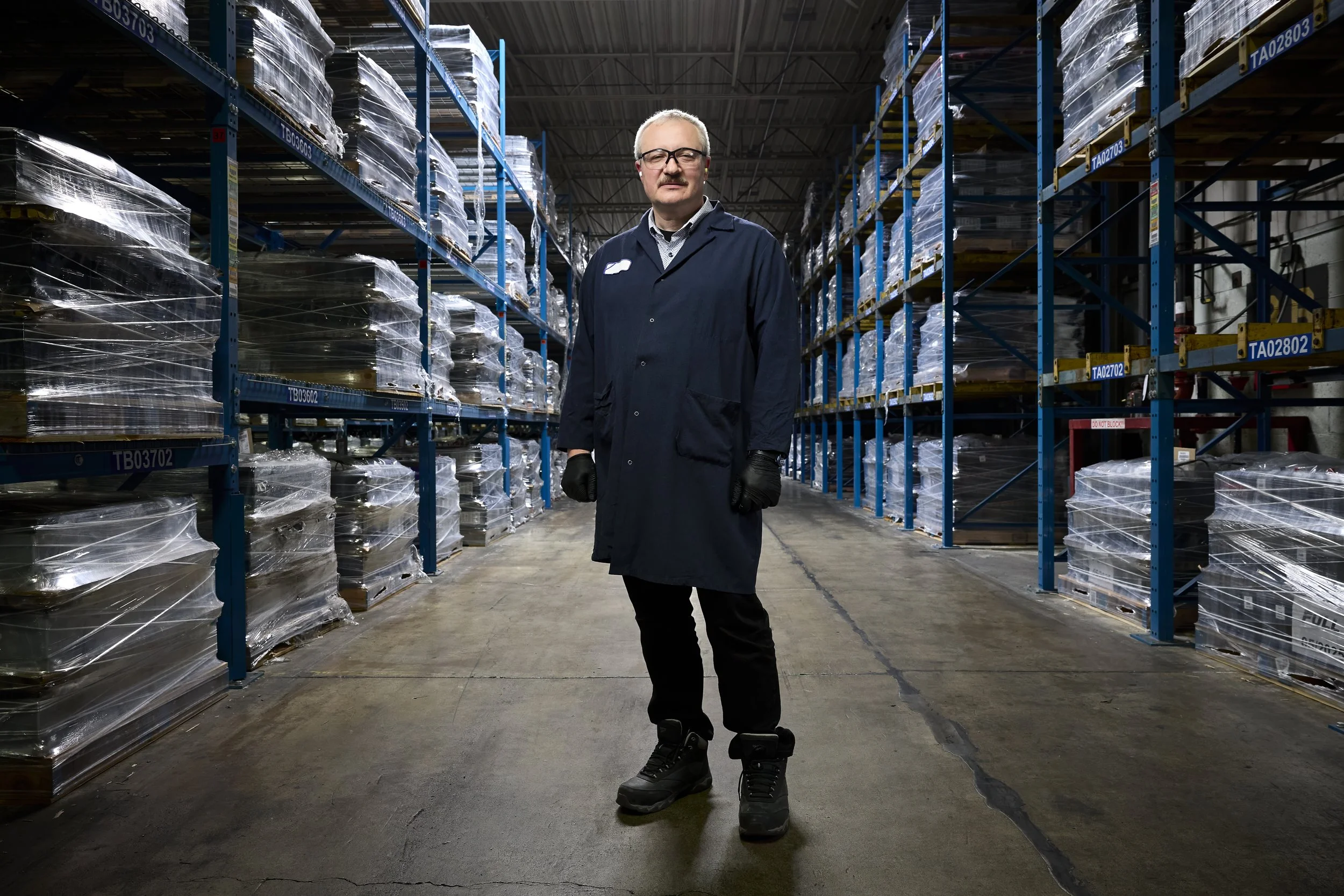 Professional corporate portrait photography featuring a floor manager at Clarios in Canby, OR.