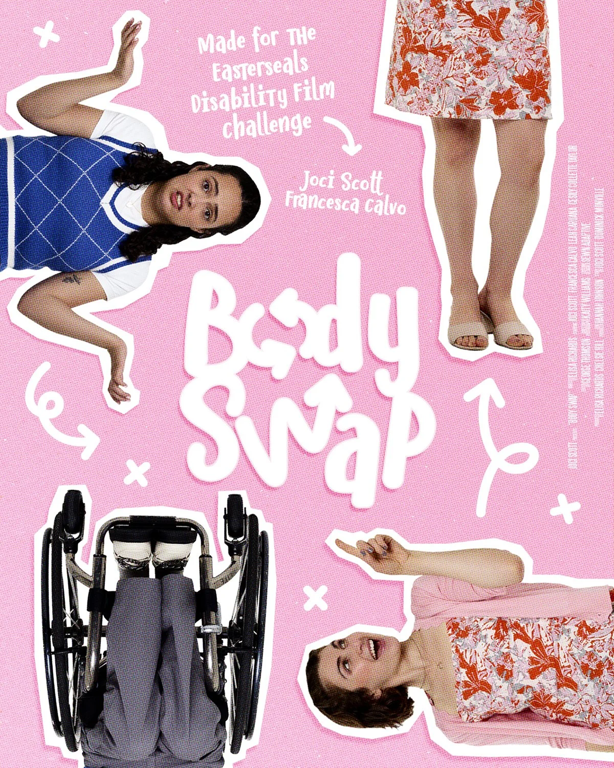 Professional key art poster for the independent comedy short film "Body Swap" featuring Francesca Calvo and Joci Scott in Burbank, CA.