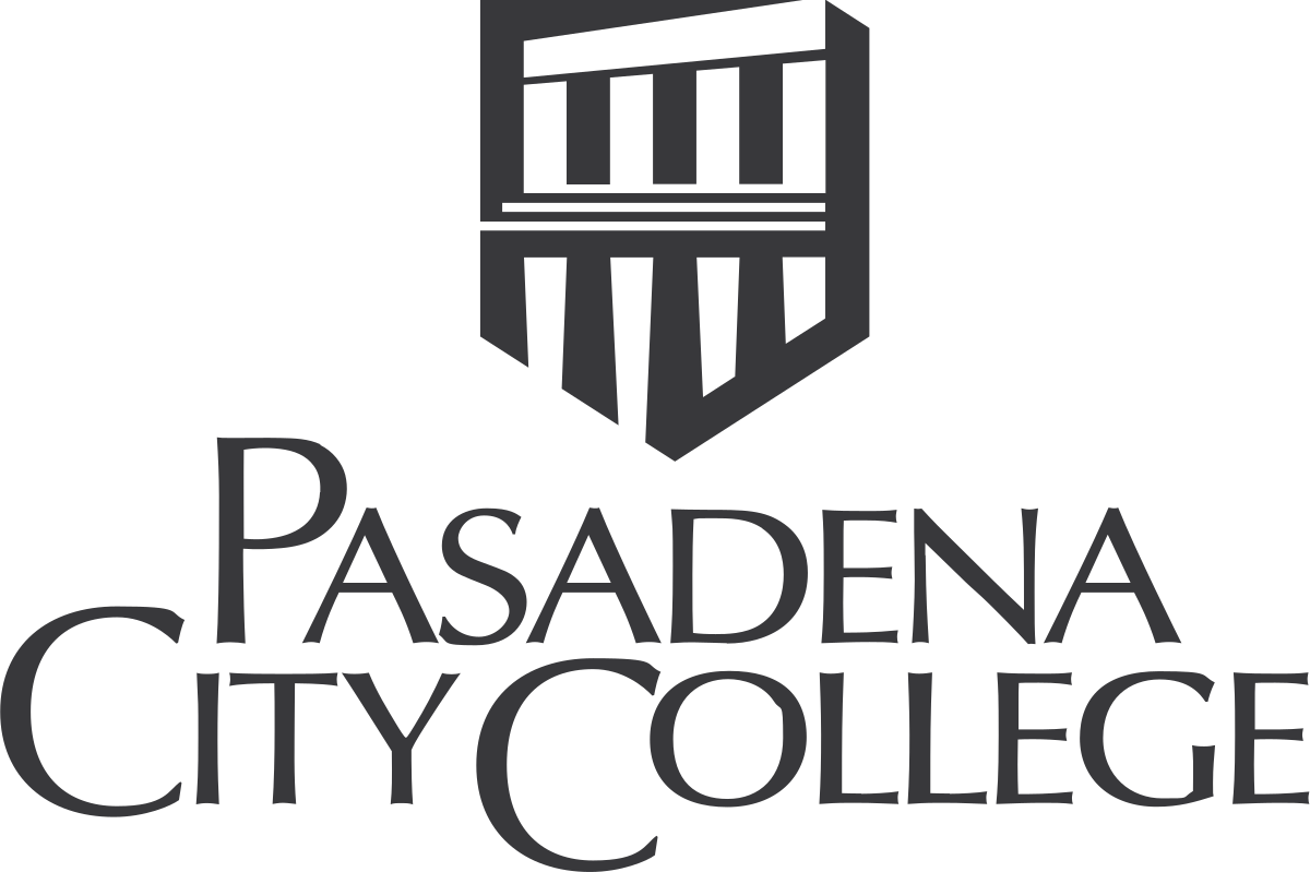 Logo of Pasadena City College featuring a stylized shield and the college name.