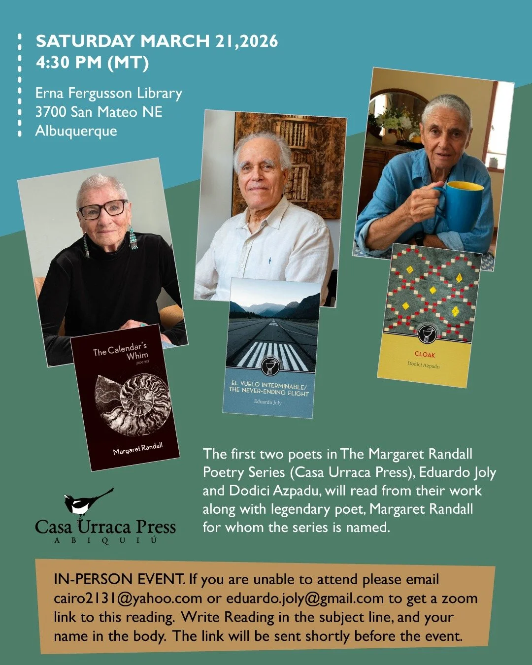 Dodici Azpadu, Eduardo Joly, Margaret Randall read in Albuquerque