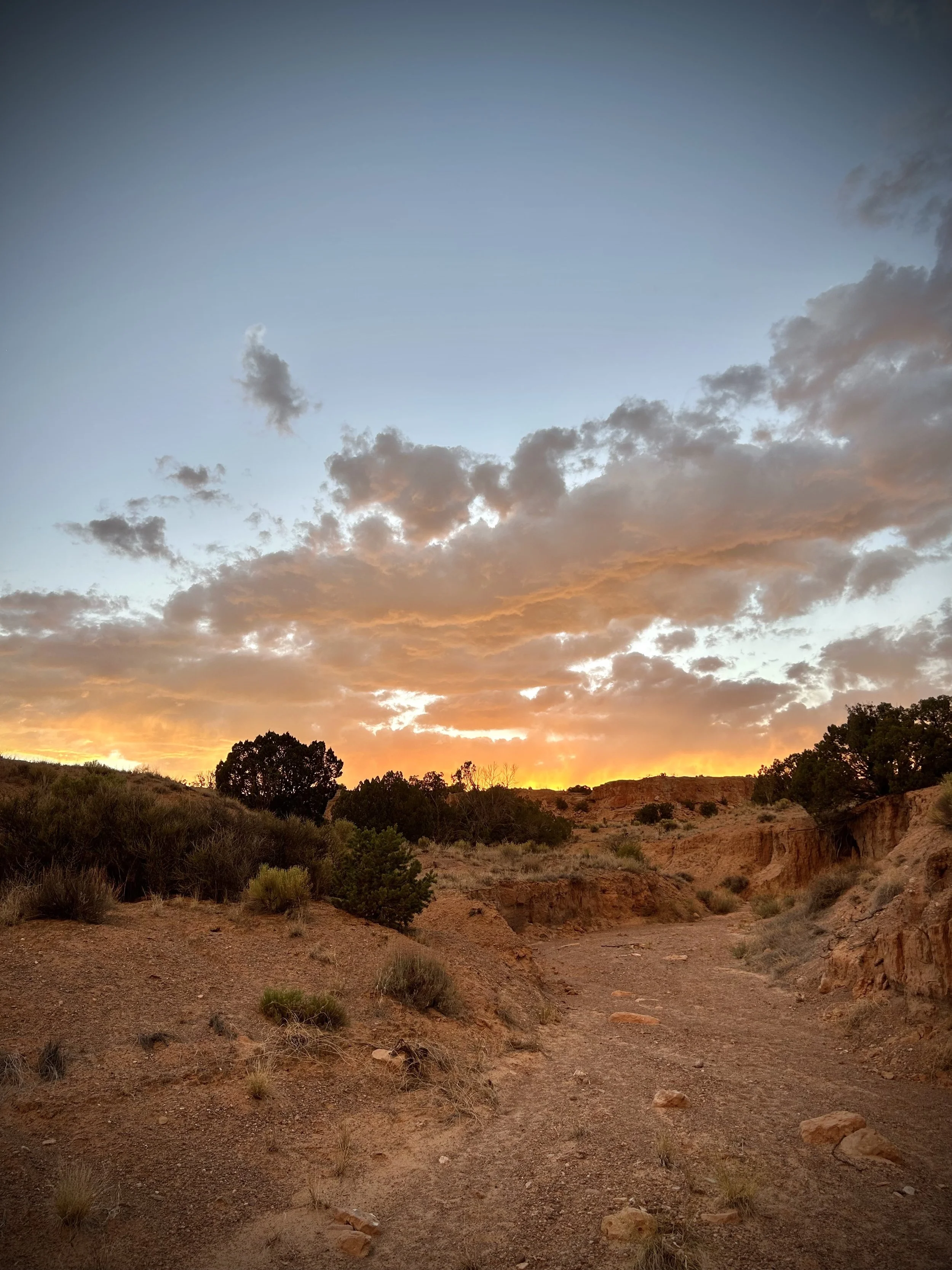 Sunset over the high desert near Casa Urraca Press, Abiquiú, New Mexico