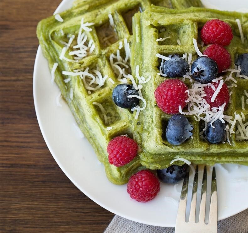 Matcha Banana Waffles