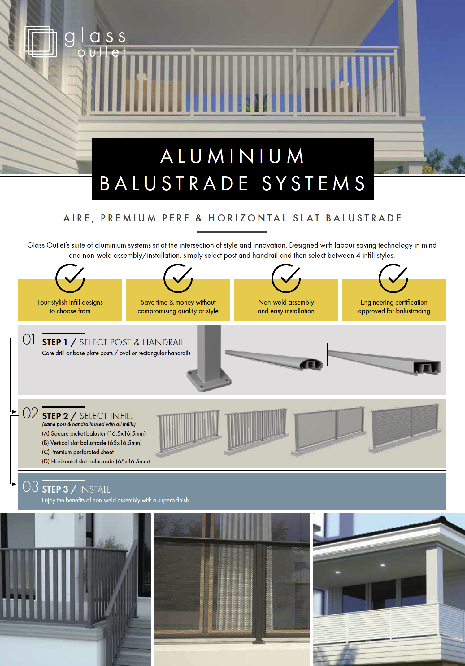 Aluminium balustrade systems