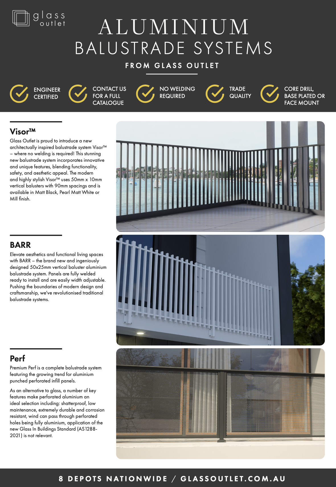 Aluminium balustrades range overview
