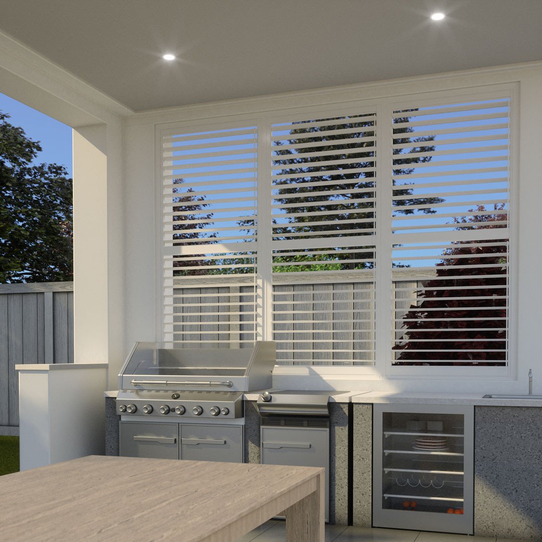 NIRVANA shutters are a stylish horizontal aluminium operable louvre solution. Enclose a void space, protect from the elements, provide privacy to patio enclosures. They are the perfect compliment to any outdoor backyard project. Adjust the louvres to