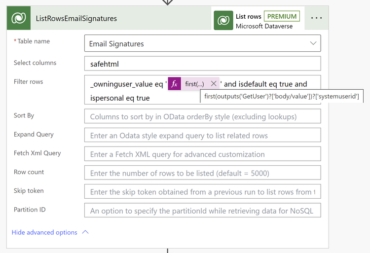 Automatically populate the Dataverse email signature using Power ...