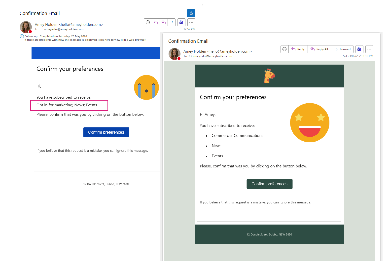 Customise Double Opt-In Confirmation Email {{OptedInPurposeTopic}} - Customer Insights - Journeys