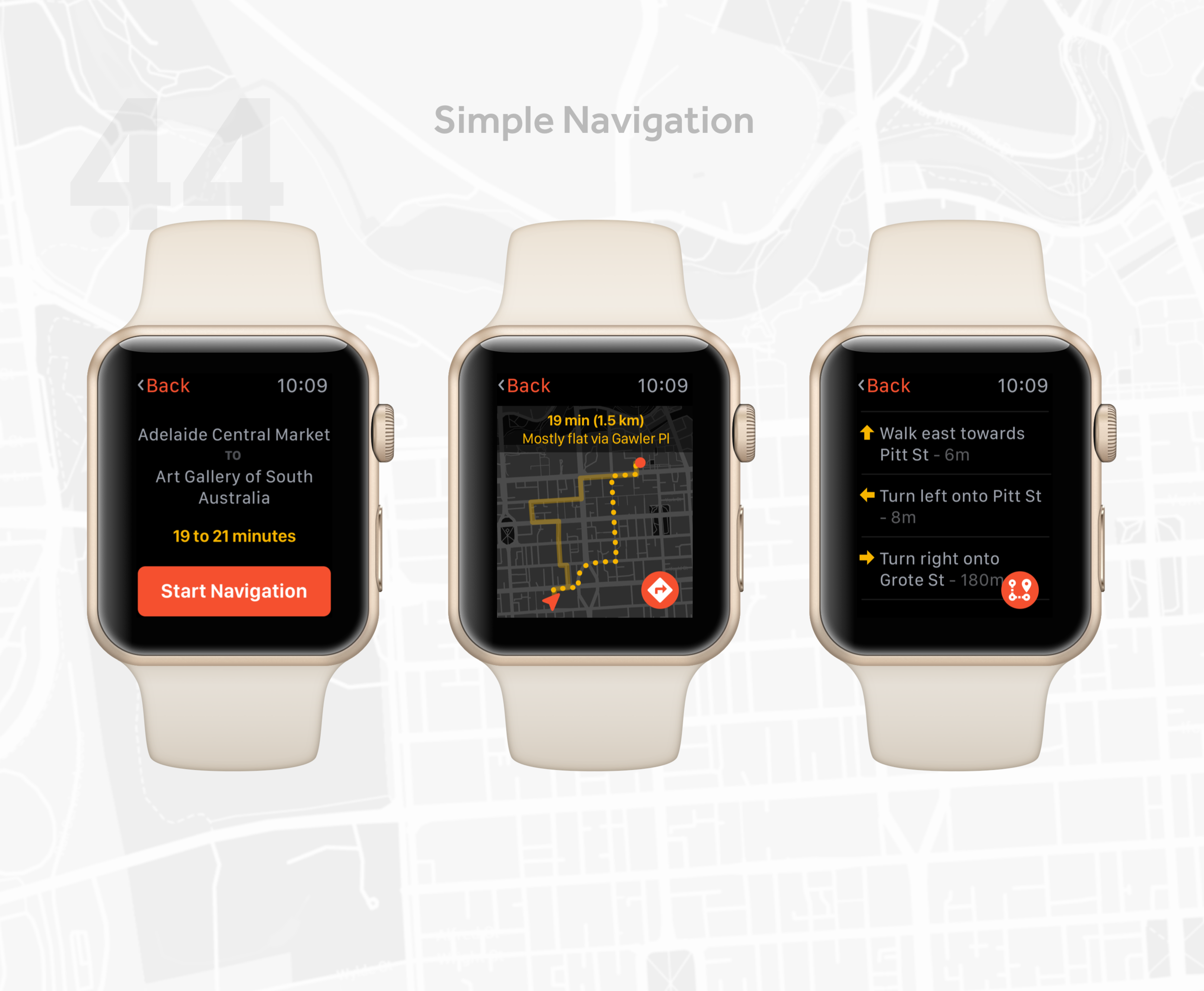 A simple navigation app concept for the Apple watch on day forty-four.