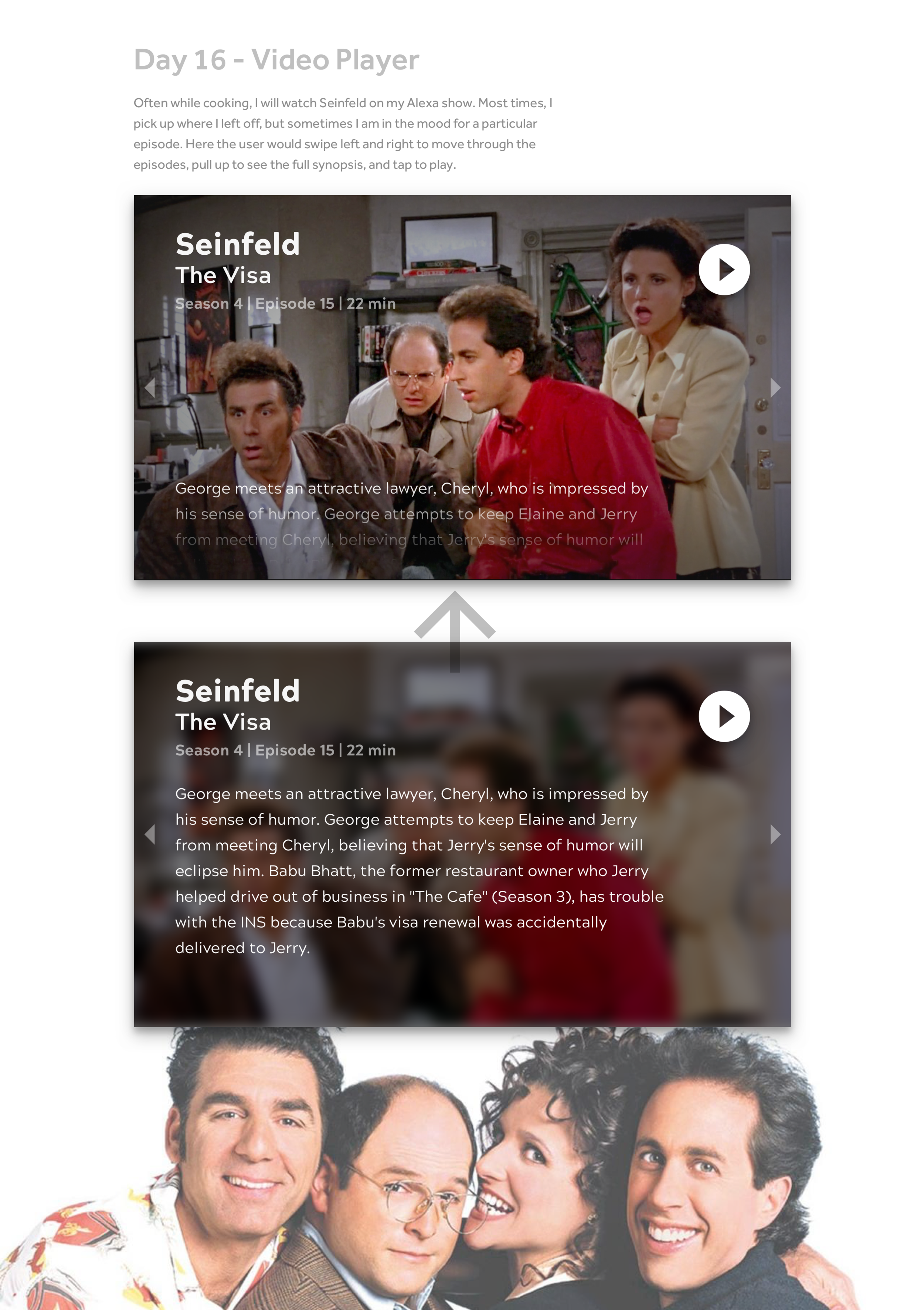A video player app concept for the Amazon Show on day sixteen.