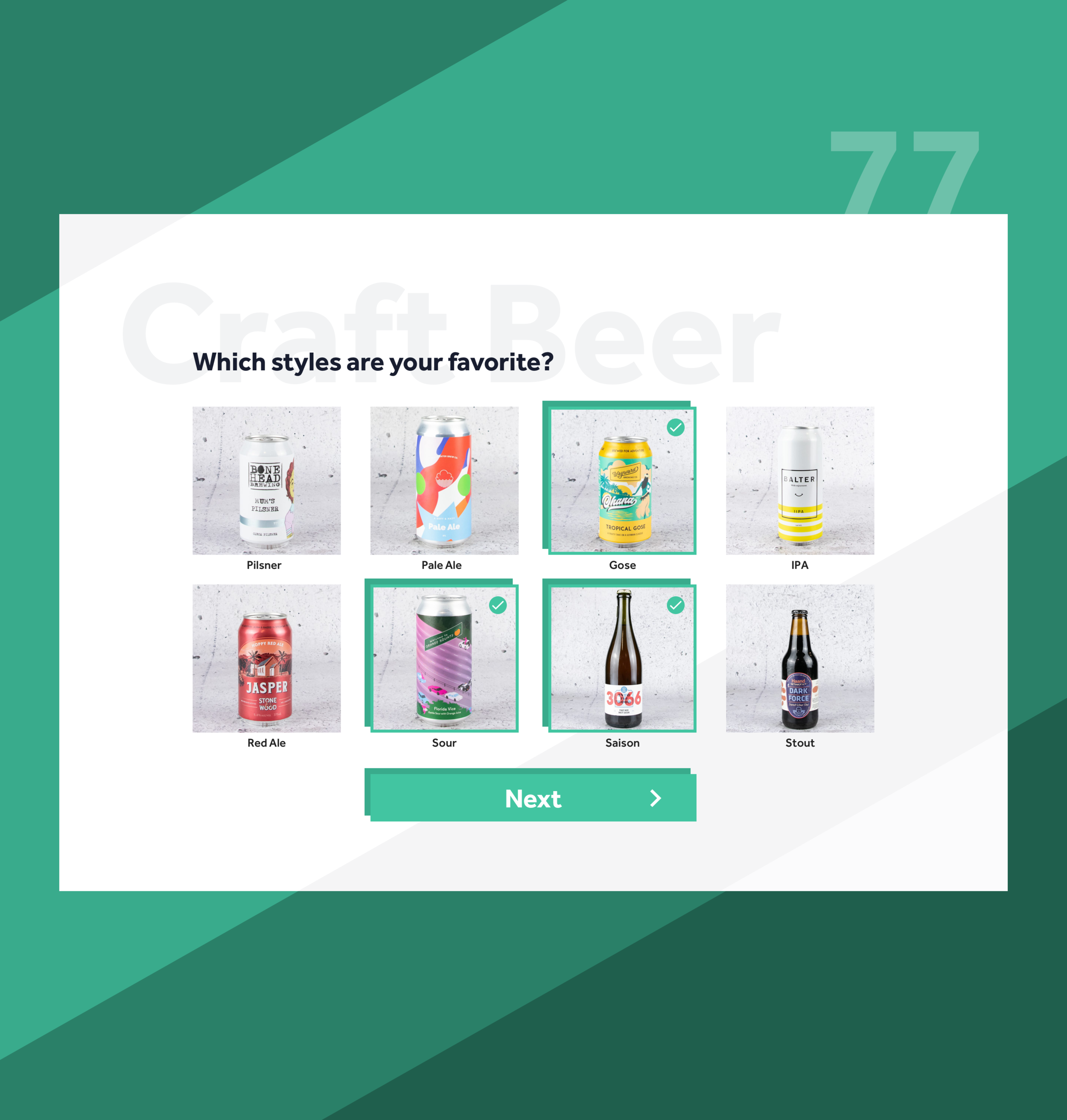 A category selector for day seventy-seven.