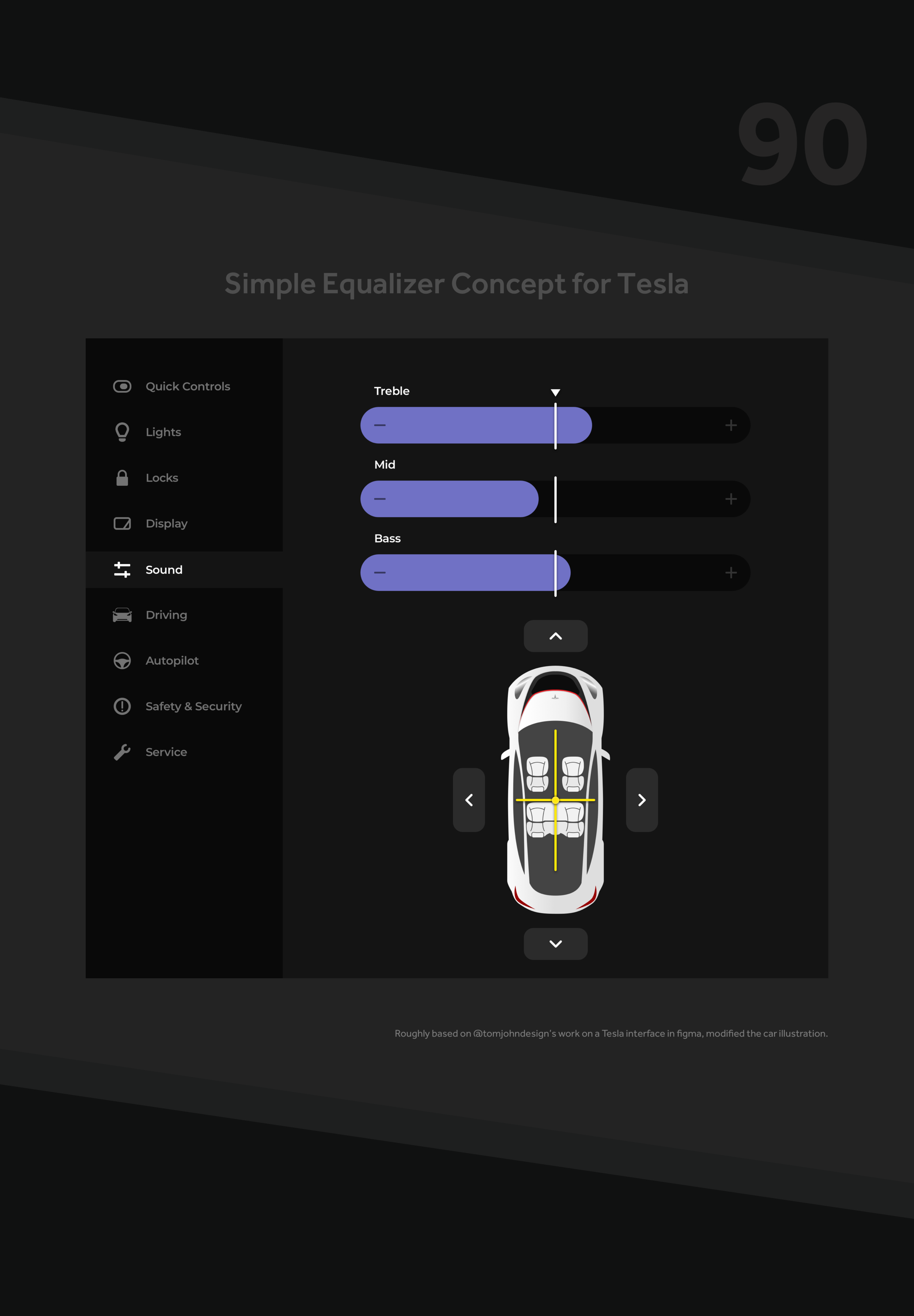 A Tesla audio settings screen.