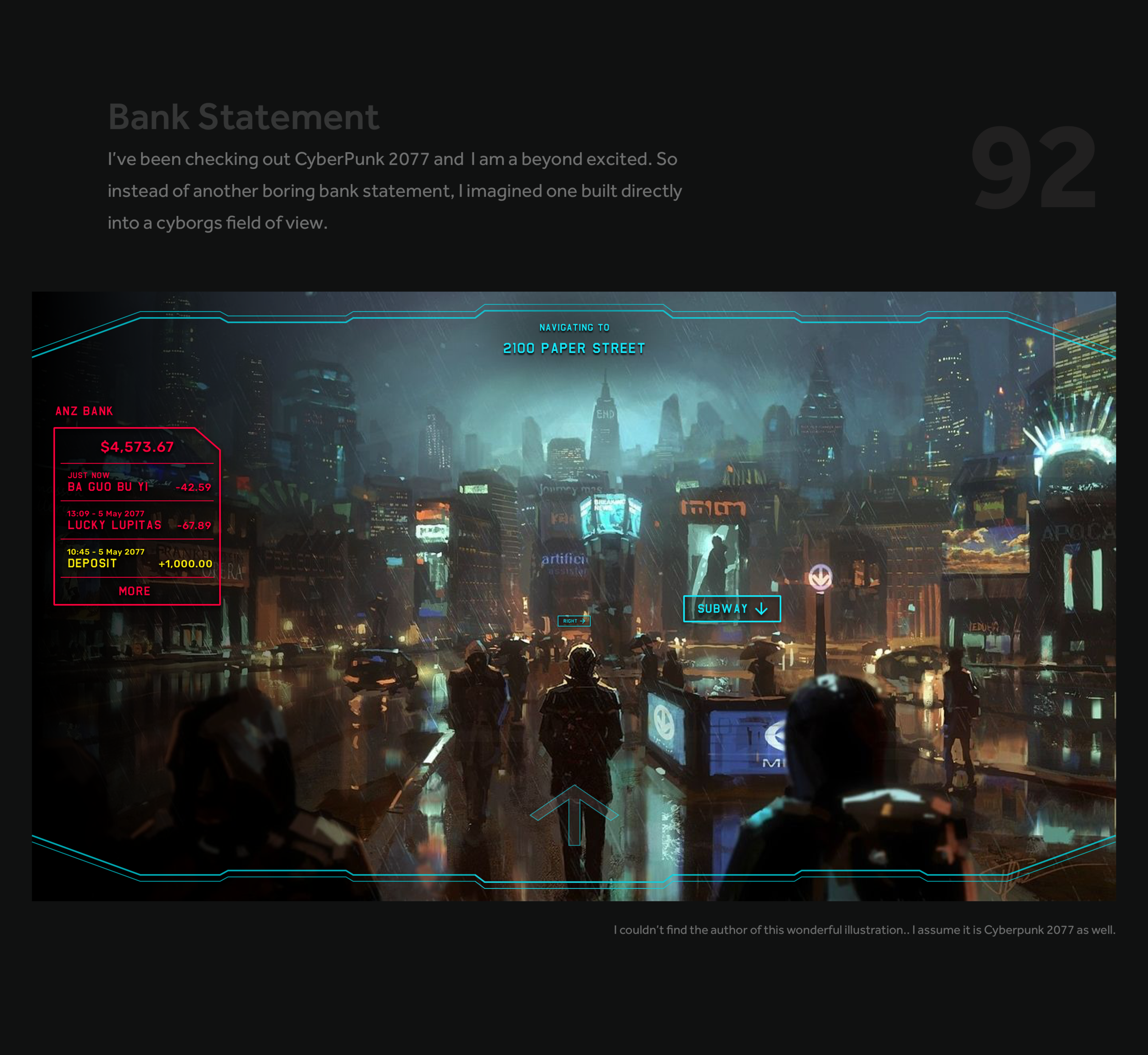 A cyborg's bank statement.