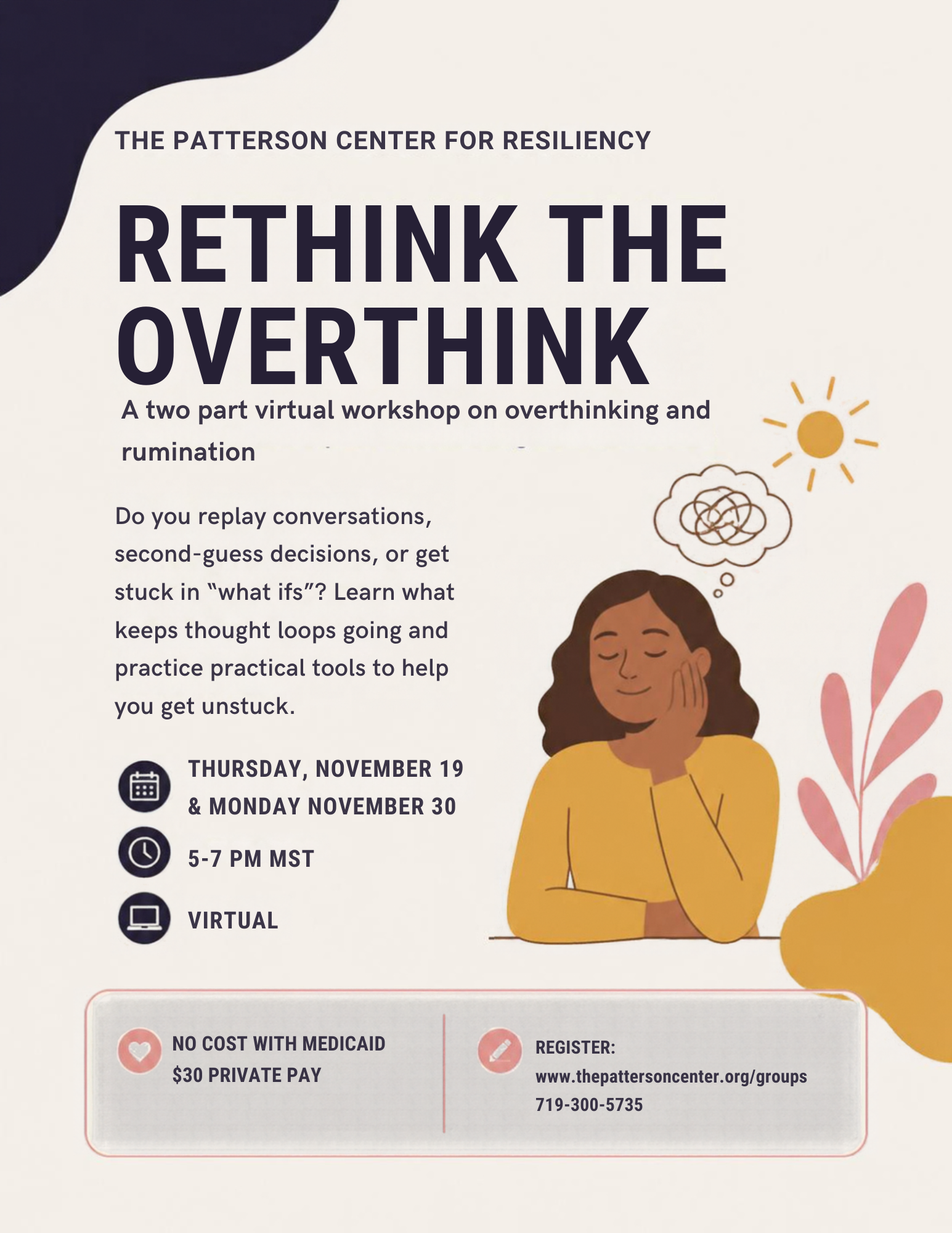 anxiety support group, OCD support, skills for overthinking, rumination support, things to do in Denver