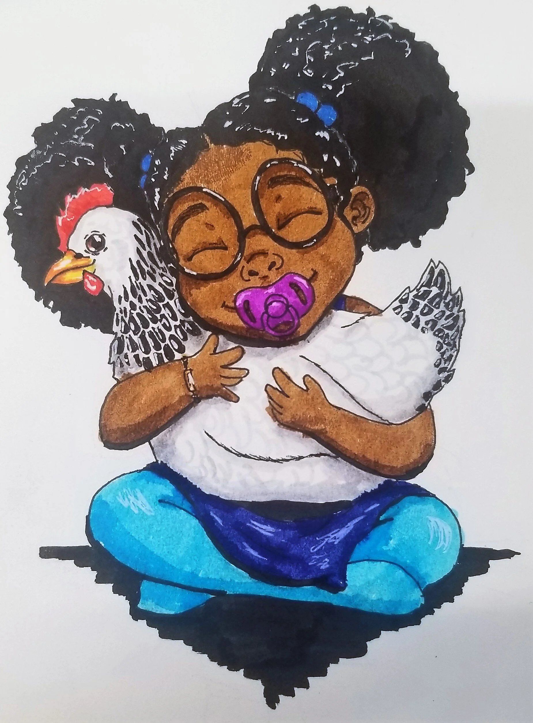 Chicken - A study done for Inktober2018 utilizing Tombow Dual Brush Markers and fineliners