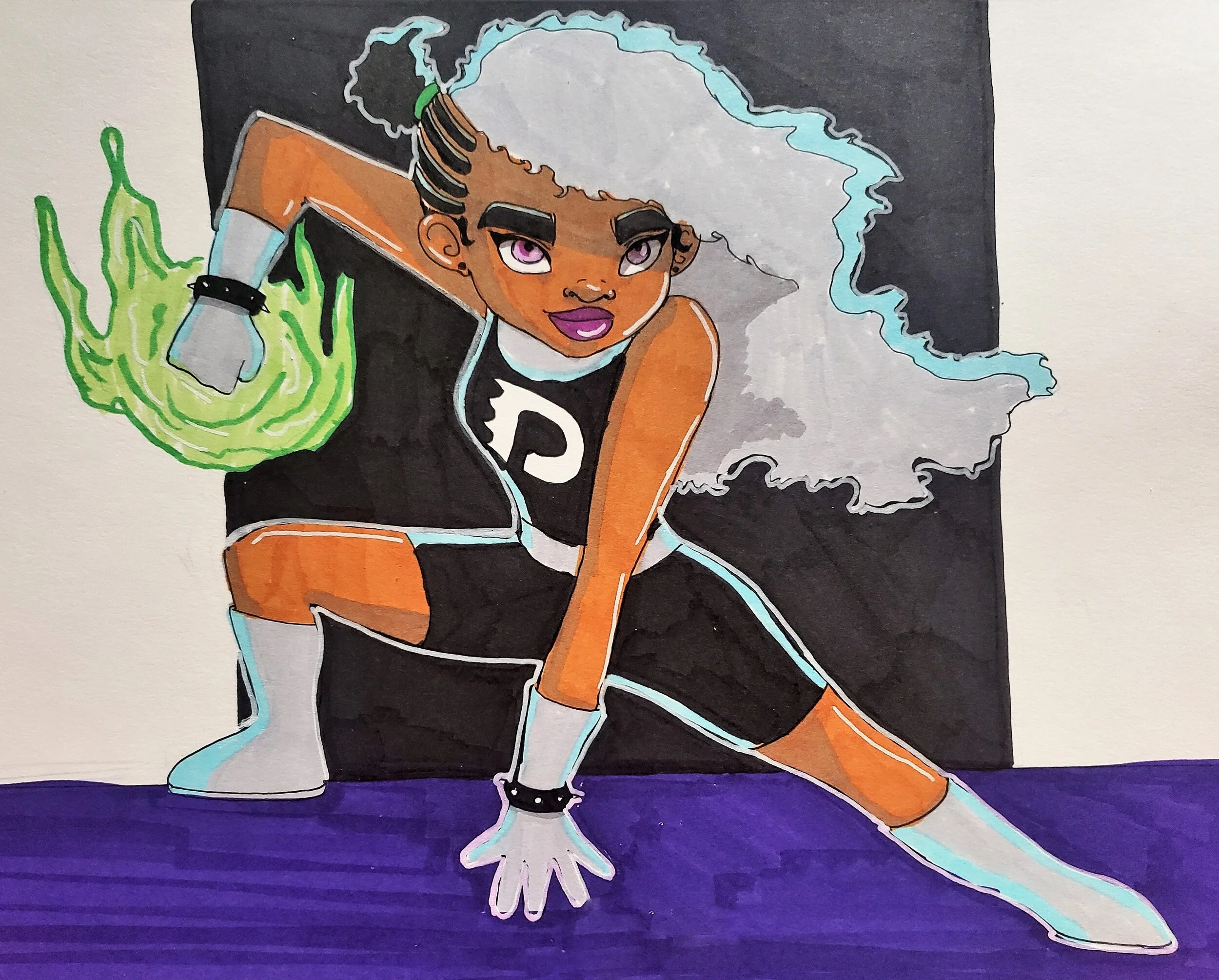 Ghost - An illustration of a descendant of Danny from the Nickolodeon show Danny Phantom done for Inktober2019 utilizing Ohuhu alcohol markers and fineliners
