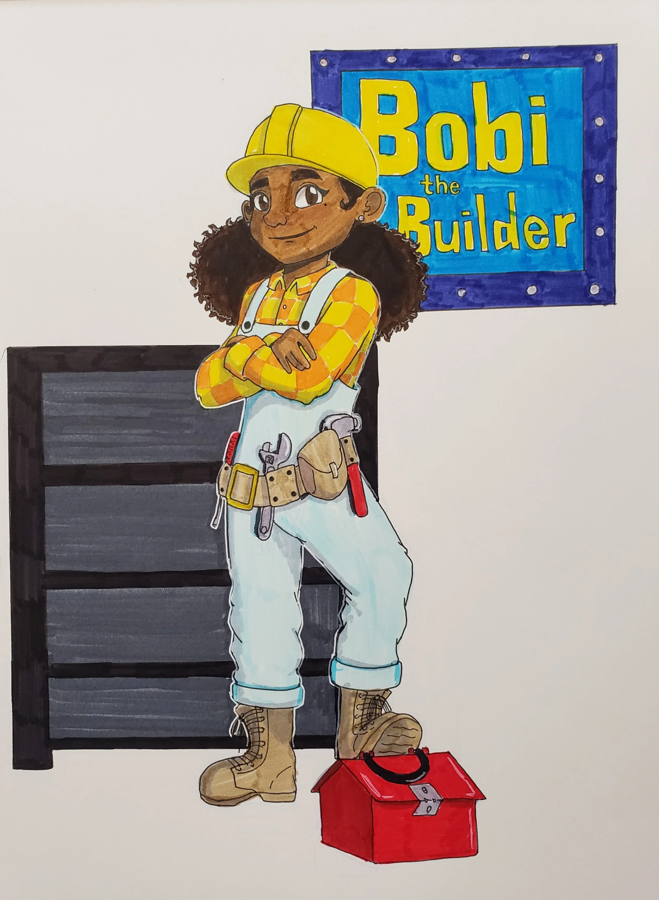 Build - A study on the granddaughter of Bob the Builder done for Inktober2019 utilizing Ohuhu alcohol markers and fineliners