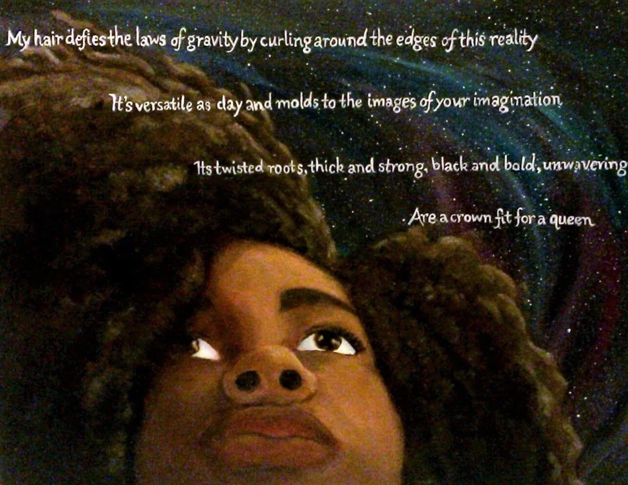 Hair - A self portrait/poem created through Humboldt State Universities illustration art course using acrylic paint.