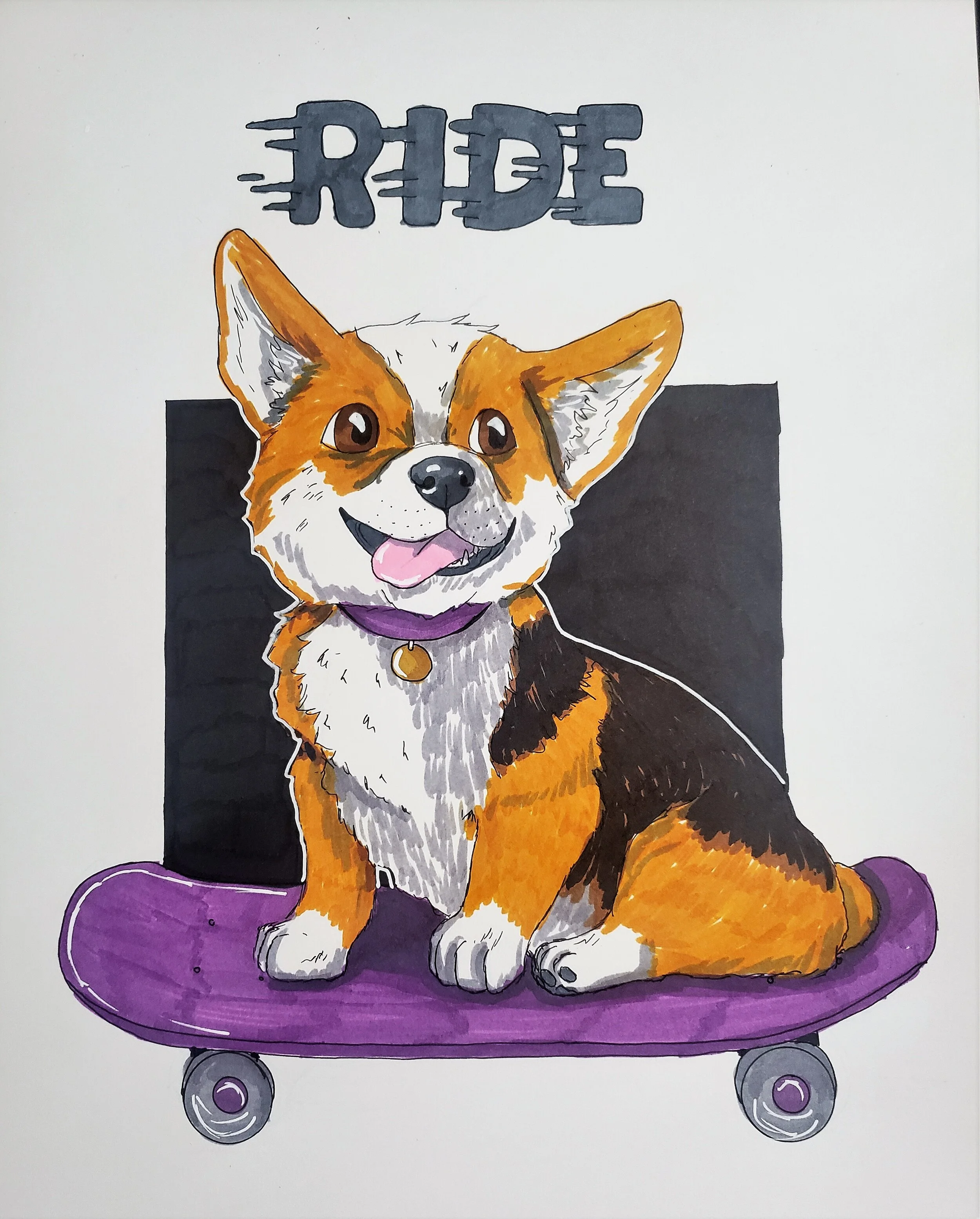 Ride - A corgi study done for Inktober2019 utilizing Ohuhu alcohol markers and fineliners