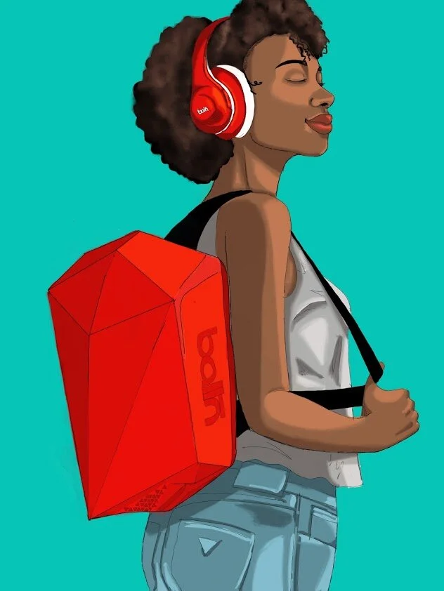 Balln Curly Girls - A product advertisement portrait done using the procreate app on the iPad Pro