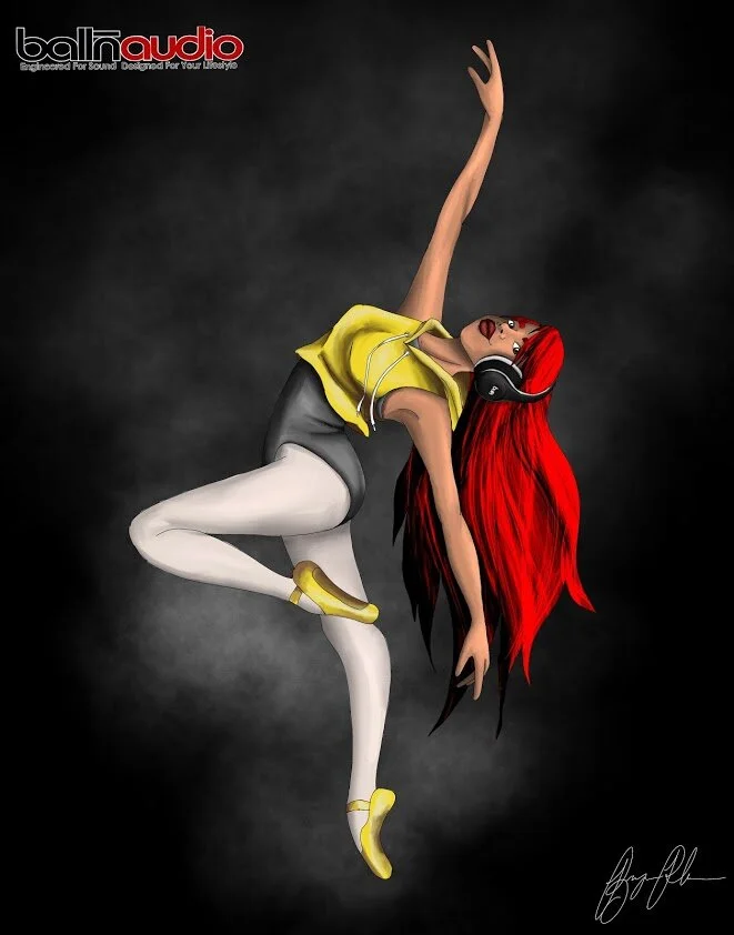 Dancing to Balln - A product advertisement portrait done using the procreate app on the iPad Pro