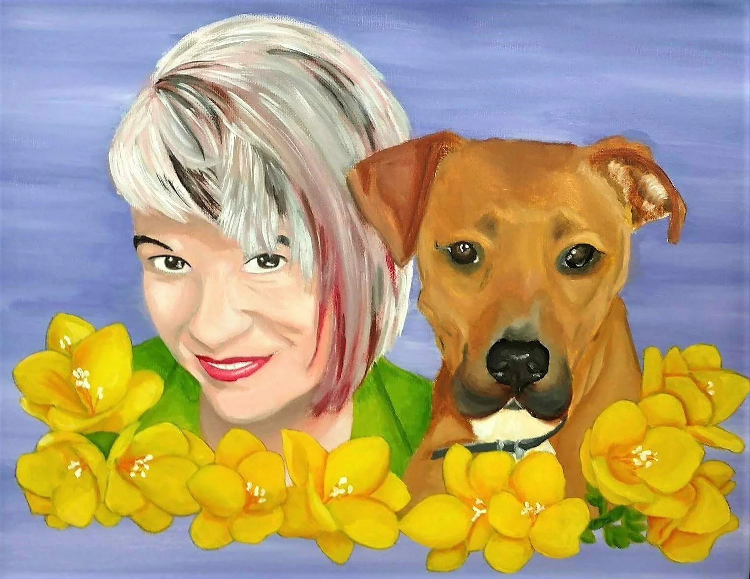 Ruth and Annie - A commission memorializing a cherished pet. Done on canvas utilizing acrylic paint