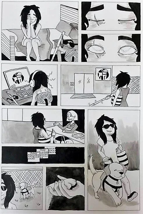 Blind - A black and white comic on the process of getting a guide dog. Done through Humboldt State Universities Illustration art course using ink. 