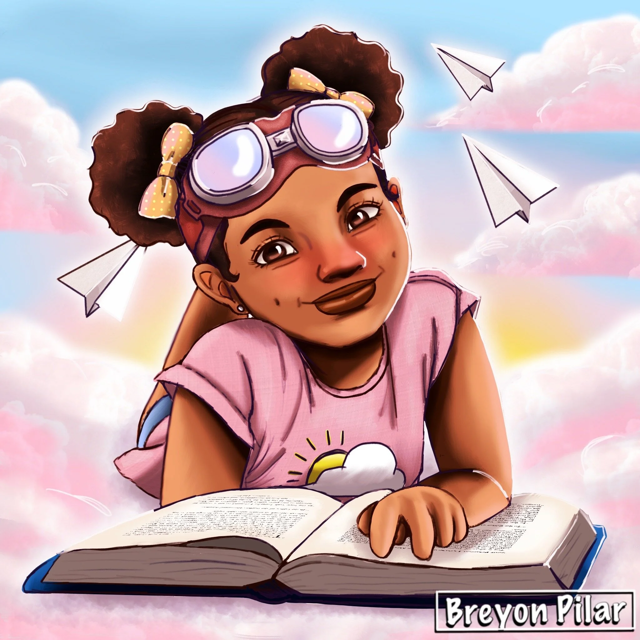 Head in the Clouds - A Children's Character illustration done utilizing the procreate app on the iPad Pro