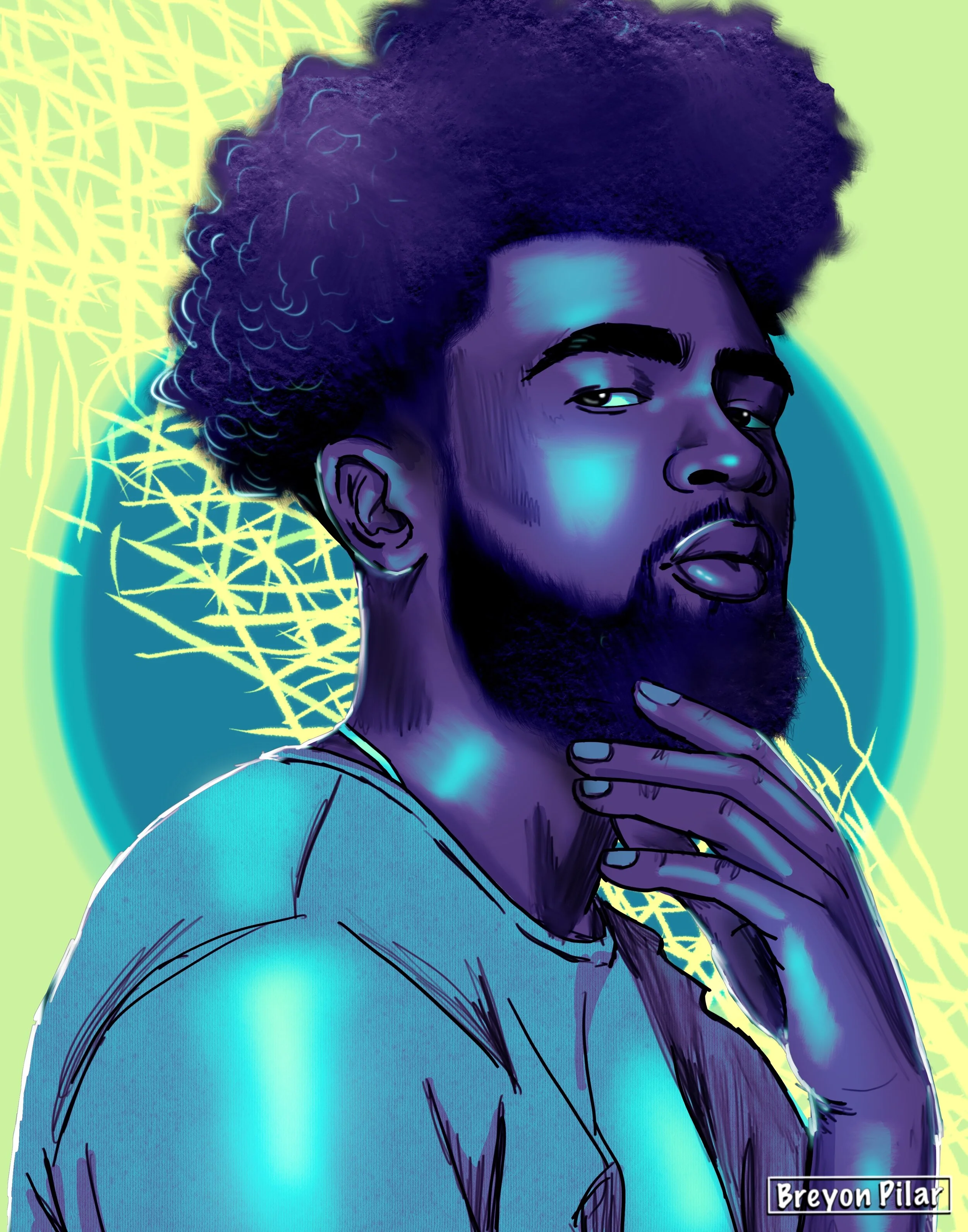 Thinking - A Character study done utilizing the procreate app on the iPad Pro