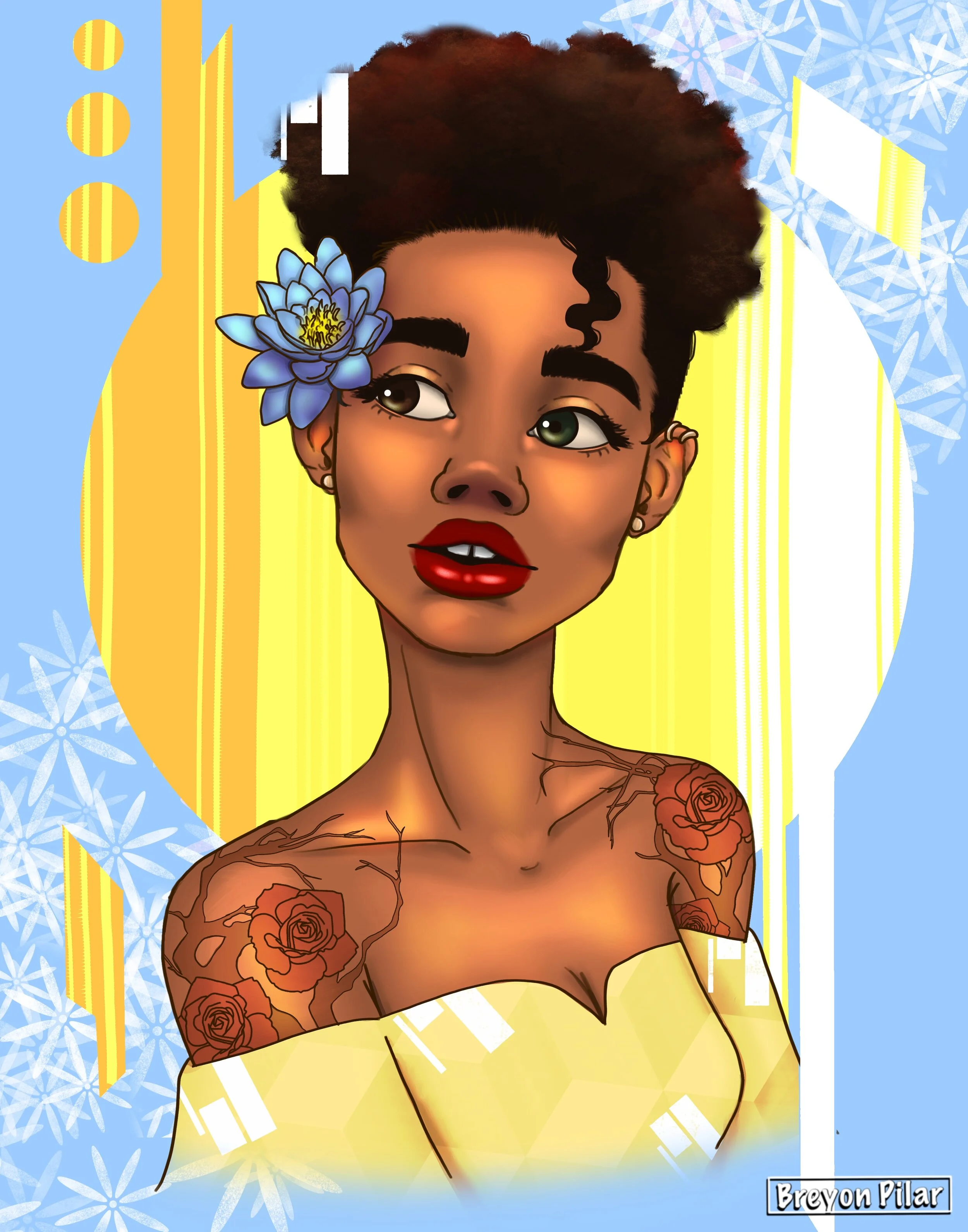 Afro Heterochromia - A Character study done utilizing the procreate app on the iPad Pro