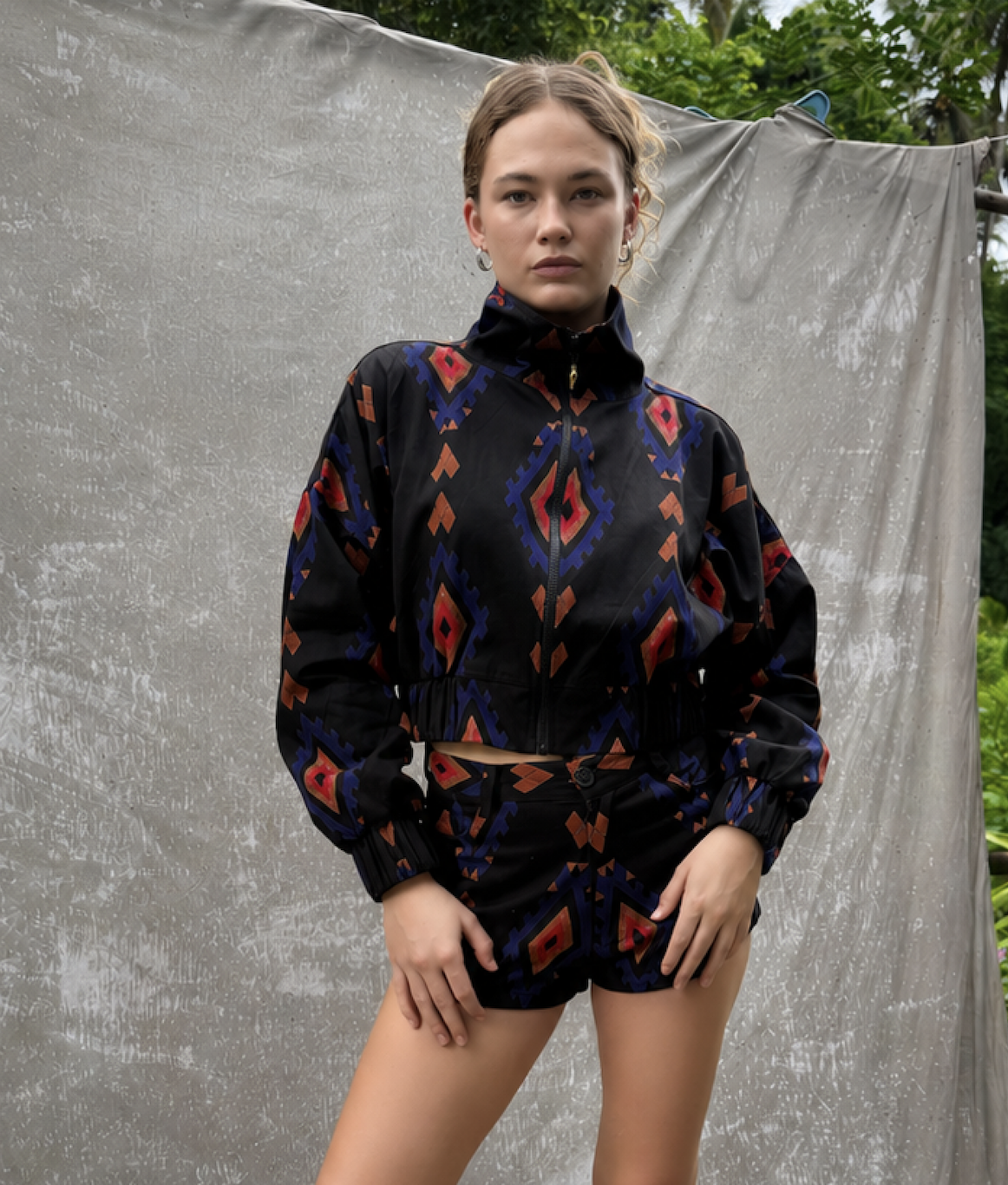 The Ikat Crop Blouson Jacket