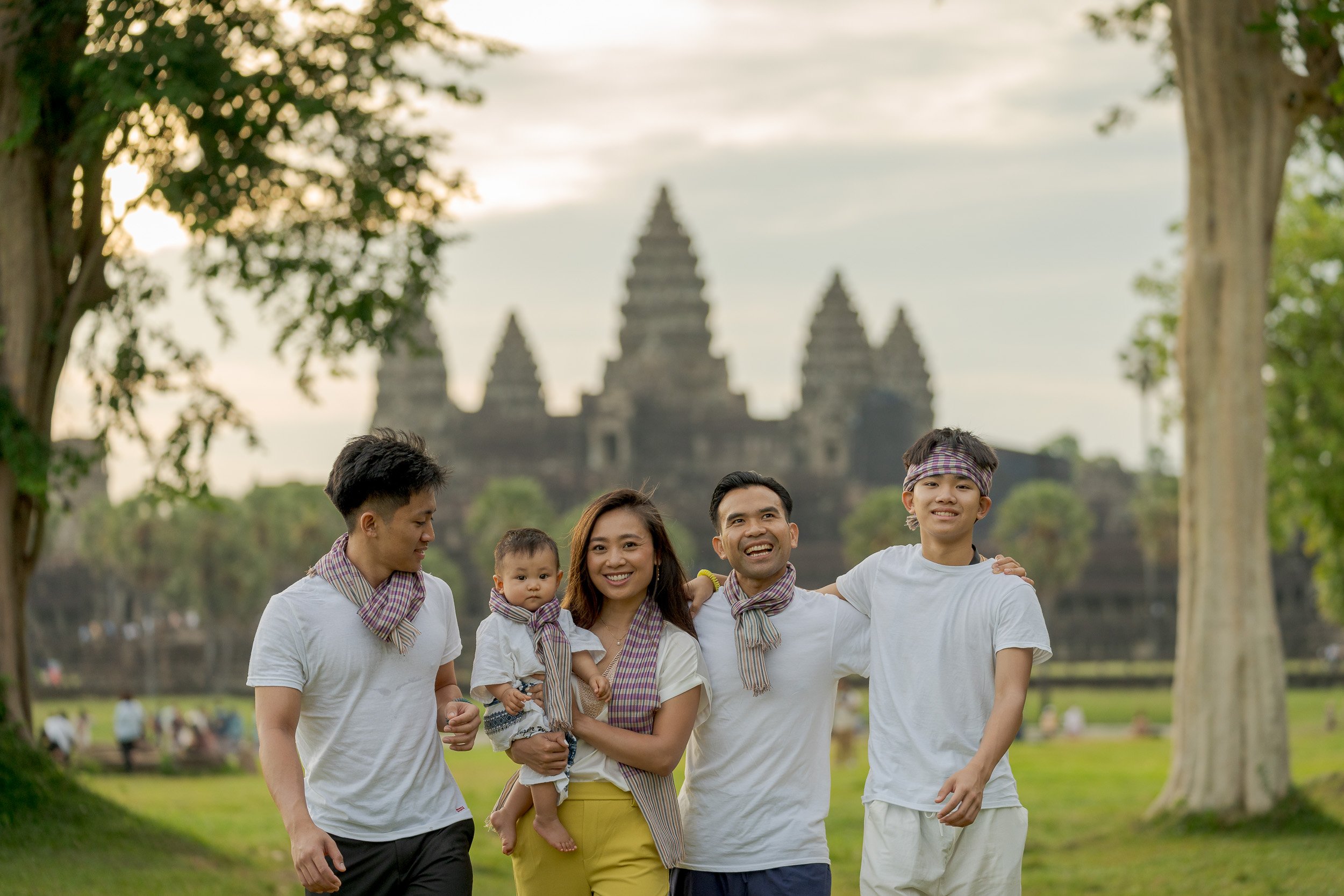 Family photo at Angkor Wat by Siem Reap Photographer