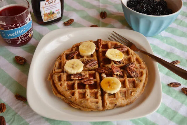 Banana Pecan Waffles