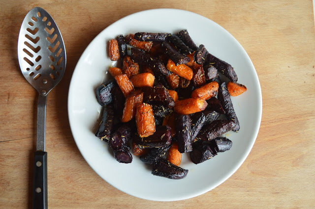Herb Roasted Purple and Orange Carrots 