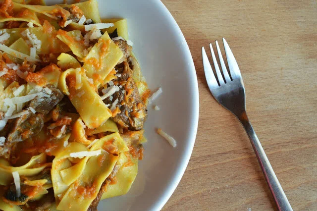 Pappardelle con Zucca e Funghi Porcini