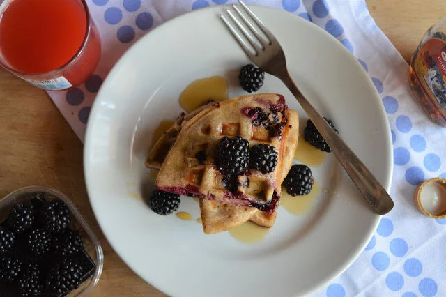 Blackberry Sour Cream Waffles